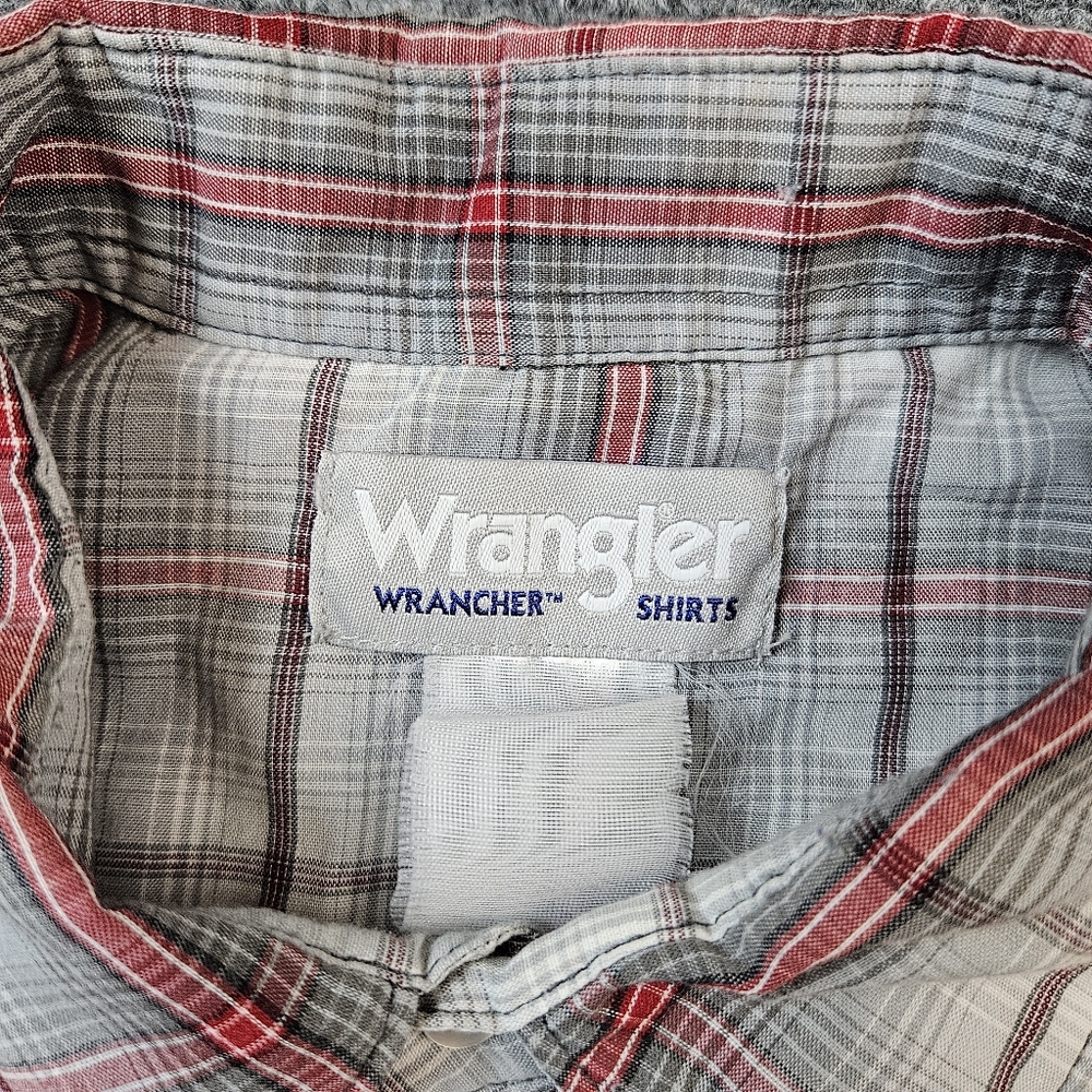 Vintage Wrangler Rancher Plaid Western Pearl Snap Short Sleeve Shirt - Picture 7 of 8